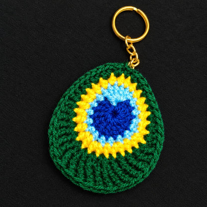Mor Pankh Round Crochet Keychain