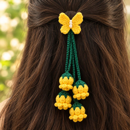 Premium Handmade Red Rose Hair Clip with Tassel