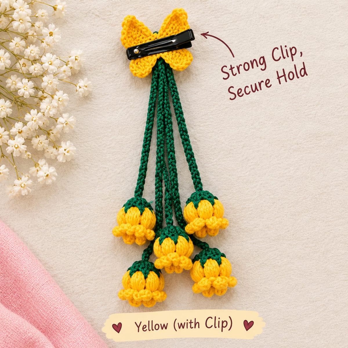 Premium Handmade Red Rose Hair Clip with Tassel