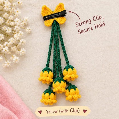 Premium Handmade Red Rose Hair Clip with Tassel