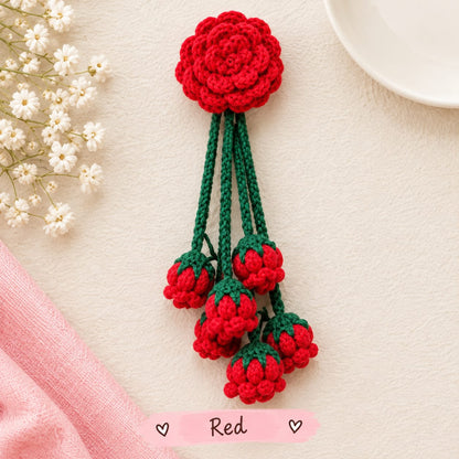 Premium Handmade Red Rose Hair Clip with Tassel