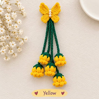 Premium Handmade Red Rose Hair Clip with Tassel